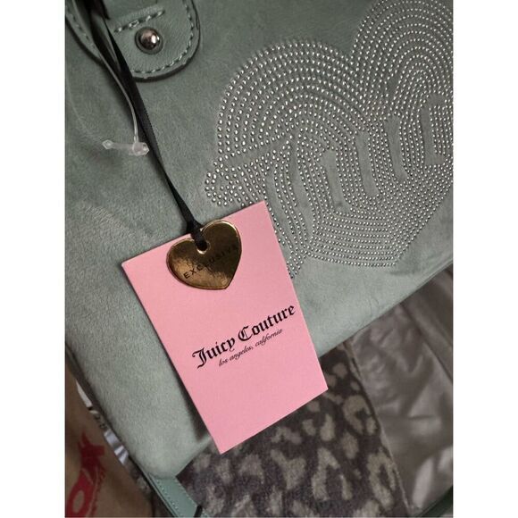 Heritage vintage y2k style mint green velour studded  juicy couture queen satche - Picture 2 of 7
